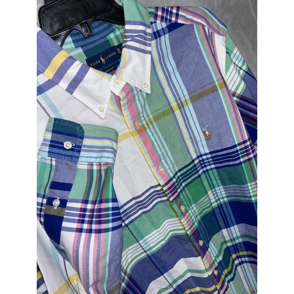 Polo Ralph Lauren Mens Sz XL Classic Fit Plaid Oxford Shirt Long Sleeve $125
